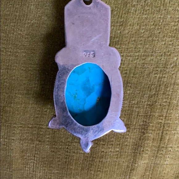 sterling silver and turquoise cabachon necklace - Picture 4 of 4